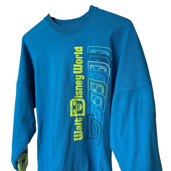 Disney Parks Walt Disney World Spirit Jersey Blue Neon Green Unisex XS Casual - Picture 3 of 8